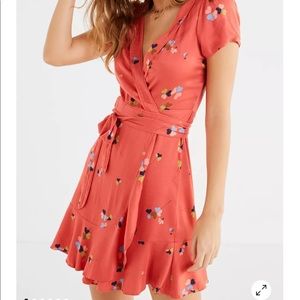 Urban Outfitters Kimshi Blue Rita Pink Heart Wrap Dress